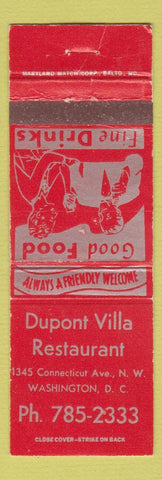 Matchbook Cover - Dupont Villa Restaurant Washington DC WEAR