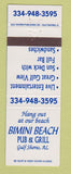 Matchbook Cover - Bimini Beach Pub Grill Gulf Shores AL