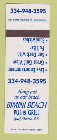 Matchbook Cover - Bimini Beach Pub Grill Gulf Shores AL