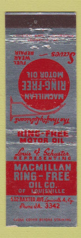 Matchbook Cover - Macmillan Ring Free Oil Louisville KY