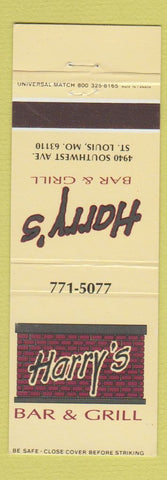 Matchbook Cover - Harry's Bar and Grill St Louis MO