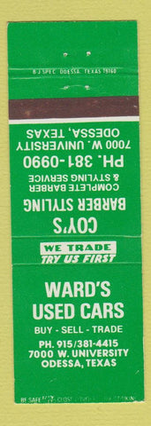 Matchbook Cover - Ward's Used Cars Odessa TX Coy's Barber Shop