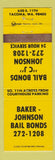 Matchbook Cover - Baker Johnson Bail Bonds Tacoma WA WEAR