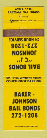 Matchbook Cover - Baker Johnson Bail Bonds Tacoma WA WEAR