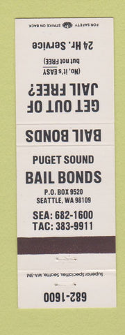 Matchbook Cover - Puget Sound Bail Bonds Seattle WA WHITE