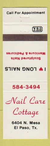 Matchbook Cover - Nail Care Cottage El Paso TX