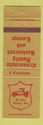 Matchbook Cover - Crossroads Family Restaurant Vandalia Tipp City Lewisburg OH
