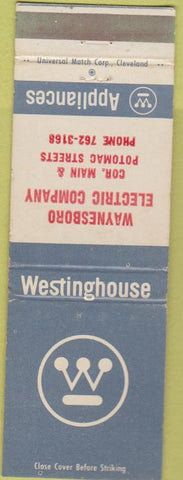 Matchbook Cover - Westinghouse Appliances Waynesboro PA