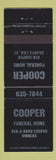 Matchbook Cover - Cooper Funeral Home Grants Lick NY