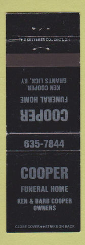 Matchbook Cover - Cooper Funeral Home Grants Lick NY