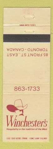 Matchbook Cover - Winchester's Toronto ON