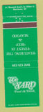 Matchbook Cover - The Yard Restaurant Manchester NH