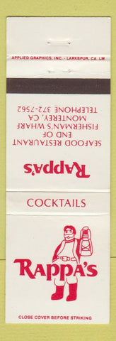 Matchbook Cover - Rappa's Seafood Restaurant Monterey CA