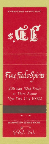 Matchbook Cover - JD's Fine Food & Spirits New York City