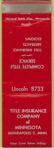 Matchbook Cover - Title Insurance Co Minneapolis MN WEAR