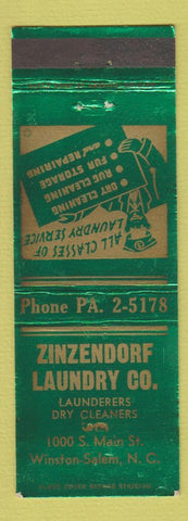 Matchbook Cover - Zinzendorf Laundry Winston Salem NC