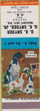 Matchbook Cover - OK Snyder Insurance Mount Joy PA