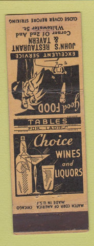Matchbook Cover - John's Restaurant Tavern