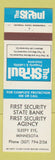 Matchbook Cover - St Paul Insurance First Security State Bank Sleepy Eye MN