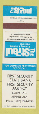 Matchbook Cover - St Paul Insurance First Security State Bank Sleepy Eye MN