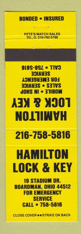 Matchbook Cover - Hamilton Lock and Key Boardman OH