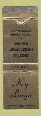 Matchbook Cover - Key Largo Bar Torrance CA WEAR