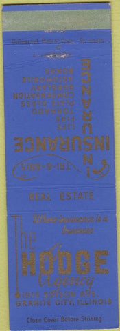 Matchbook Cover - Hodge Insurance Agency Granite City IL