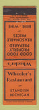 Matchbook Cover - Wheeler's Restaurant Standish MI