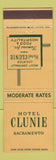 Matchbook Cover - Hotel Clunie Sacramento CA