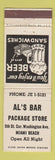 Matchbook Cover - Al's Bar Package Store Miami Beach FL