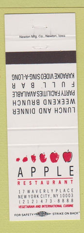 Matchbook Cover - Apple Restaurant New York City