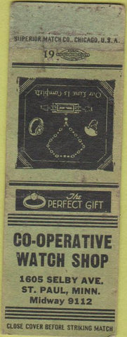 Matchbook Cover - Co-Op Watch Shop St Paul MN POOR