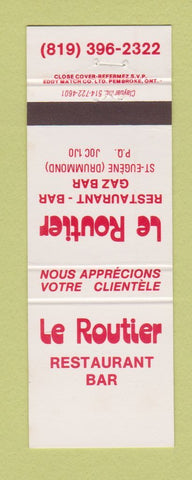 Matchbook Cover - Le Routier Restaurant St Eugene Drummond QC