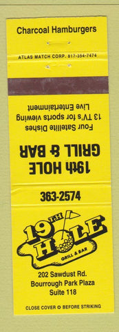 Matchbook Cover - 19th Hole Grill Bar Spring TX