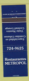 Matchbook Cover - Restaurantes Metropol Puerto Rico