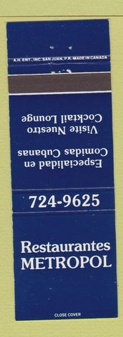 Matchbook Cover - Restaurantes Metropol Puerto Rico