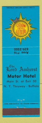 Matchbook Cover - Quality Court Motels Lord Amherst Motor Hotel Buffalo NY