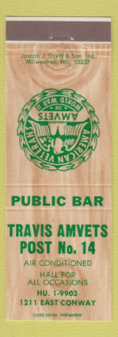 Matchbook Cover - Amvets Travis Post Milwaukee WI