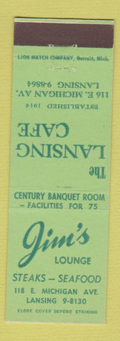 Matchbook Cover - Lansing Cafe Jim's Lounge Lansing MI
