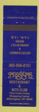 Matchbook Cover - Mninggles Restaurant Nite Club Wilmington DE