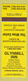 Matchbook Cover - Glynmill Inn Corner Brook NF YELLOW