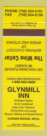Matchbook Cover - Glynmill Inn Corner Brook NF YELLOW