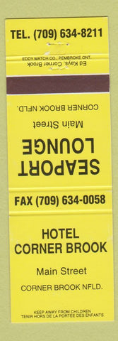 Matchbook Cover - Hotel Corner Brook Corner Brook NF Seaport Lounge YELLOW