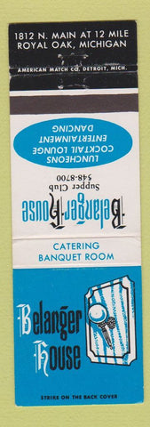 Matchbook Cover - Belanger House Supper Club Royal Oak MI