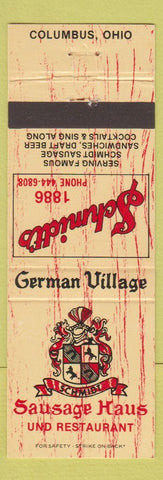 Matchbook Cover - Schmidt's Sausage Haus Restaurant Columbus OH