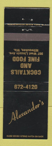 Matchbook Cover - Alexander's Restaurant Milwaukee WI