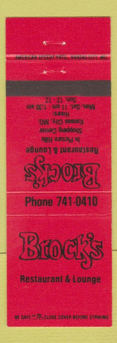 Matchbook Cover - Brock's Restaurant Kansas City MO