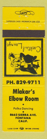 Matchbook Cover - Mlakar's Elbow Room Fontana CA