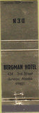 Matchbook Cover - Bergman Hotel Juneau AK