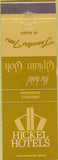 Matchbook Cover - Hickel Hotels Anchorage Fairbanks AK
